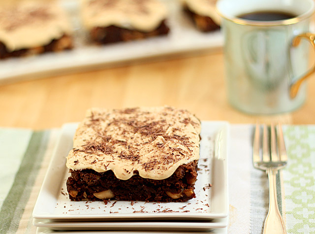 Chocolate Angel food fail means brownies with bourbon caramel sauce.