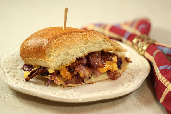 Hot Slaw, Bacon and Cheese Sandwich