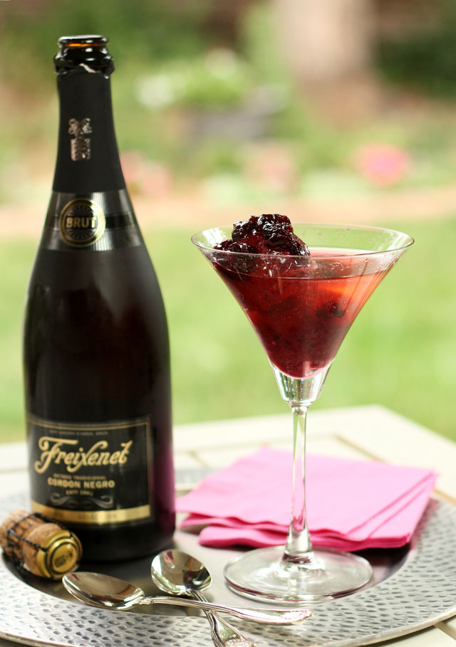 Bing Cherry Sorbet with Cava and Cherry Brandy Topping