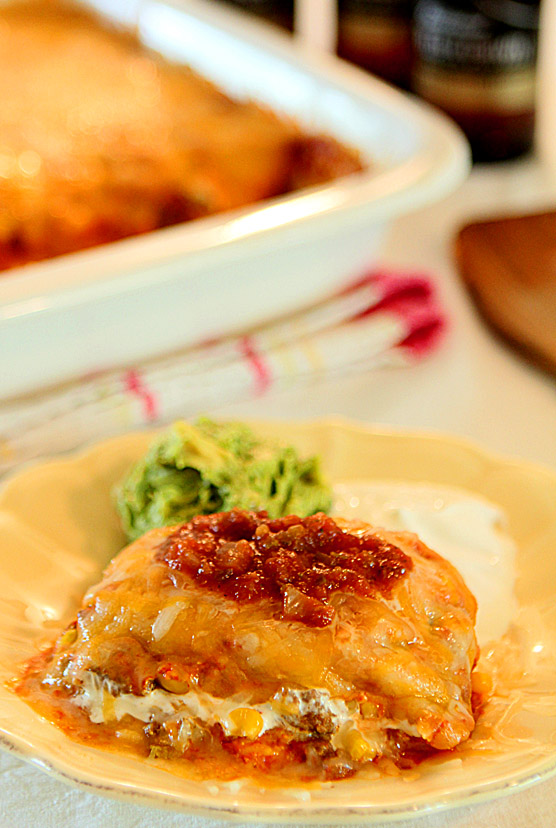 Enchilada Casserole with Beef, Green Chile and Corn [OC] [OS] [556px × 828px] r/FoodPorn