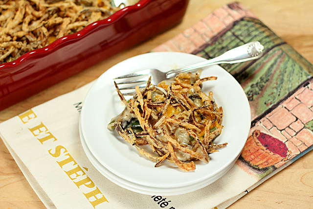 The Best Green Bean and Mushroom Casserole with Fried Onion Strings
