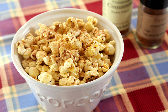 Sugar and Spice Popcorn - Cinnamon, Sugar and Nutmeg add an extra dimension to buttered popcorn