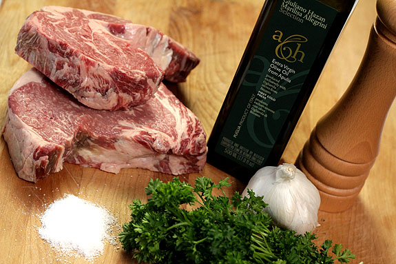 Tagliata (sliced) Ribeye with Olive Oil, Garlic and Parsley