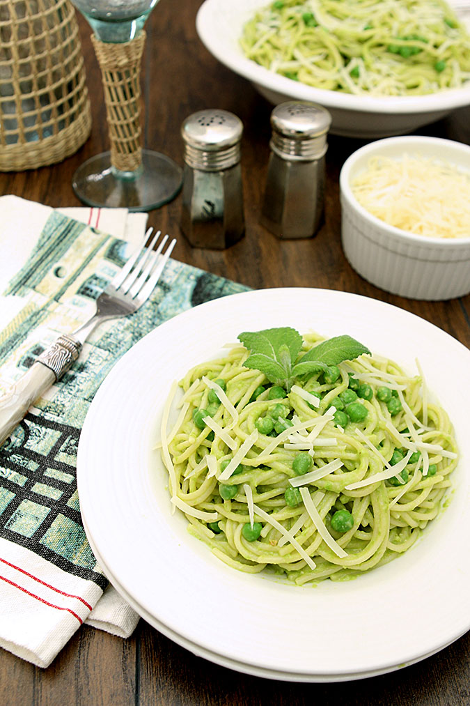 Spaghetti with Pea and Pine Nut Pesto Creative Culinary A Denver