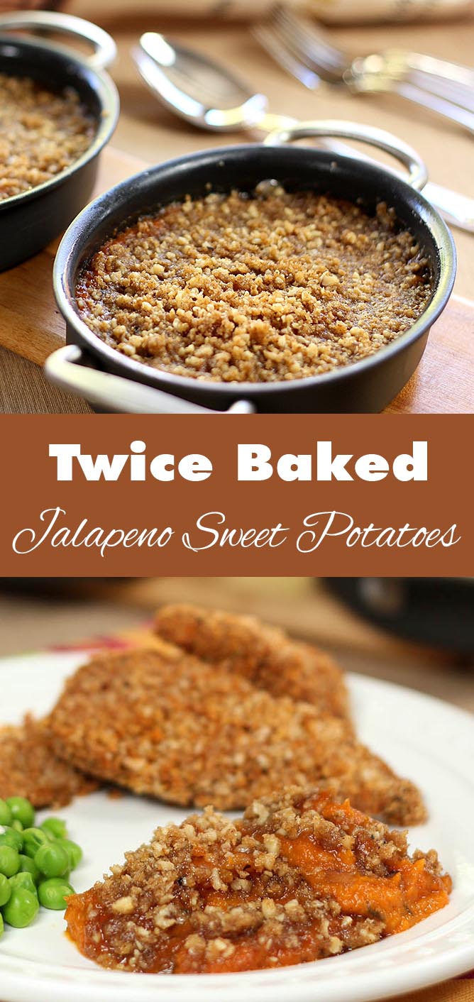 Twice-Baked Jalapeno Sweet Potatoes with Chipotle Streusel Topping